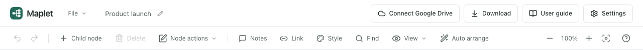 The header and the editing toolbar