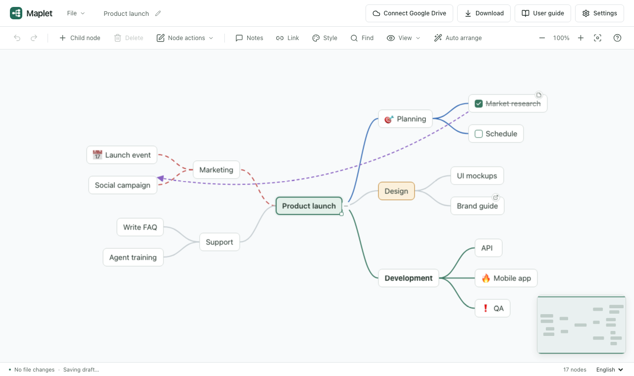 The Maplet editor with a sample map open